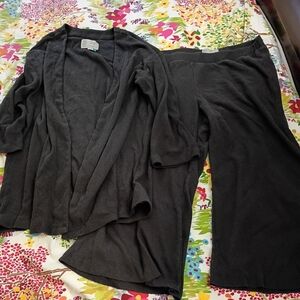 Anthropologie Saturday Sunday Dark Charcoal Waffle Weave Lounge Set Size 1X